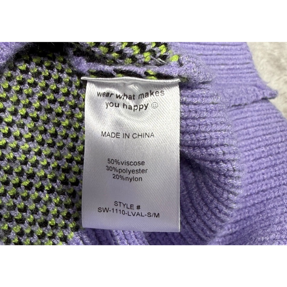 Dressed in LaLa Too Cool For You Oversized Alien Cardigan in Lavender Womens SM - Picture 6 of 6